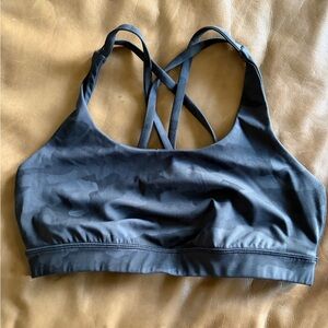 Lululemon Athletica Energy Black Camouflage Sports Bra size 10